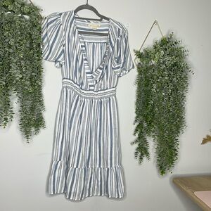 Blue and white striped dress